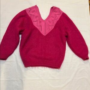 Vintage Pink V-Neck Women's Sweater